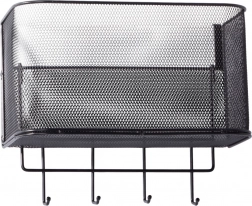 Kovový závěsný košík na dveře s háčky