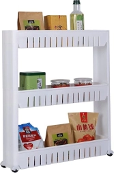 Úzký pojízdný víceúrovňový regál do kuchyně a koupelny