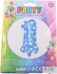 Balónek číslo 1 modrý s hvězdičkami