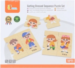VIGA Dřevěné vzdělávací puzzle Oblékání dětí