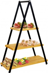 Třípatrový bambusový servírovací stojan 38 × 16,5 × 53 cm