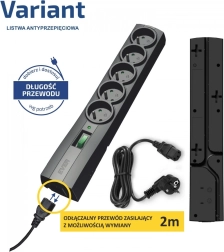 Přepěťová ochranná prodlužovací lišta EVER VARIANT s kabelem 2 m