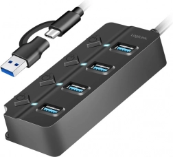 USB Hub s 4 porty, 3.2 Gen 1, černý