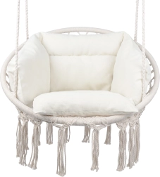 Závěsné křeslo hnízdo VILA béžové s polštářem