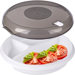 Dělený talíř do mikrovlnné trouby 25 cm s ventilačním víkem