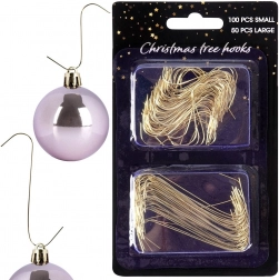 Zlaté háčky na vánoční ozdoby 4 a 6 cm, 150 ks