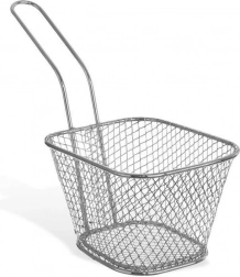 Stříbrný košík na hranolky s rukojetí 19 × 8 × 13,5 cm