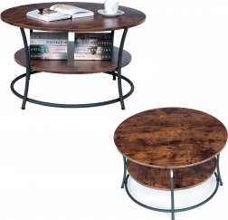 Kulatý konferenční stolek se dvěma policemi ModernHome