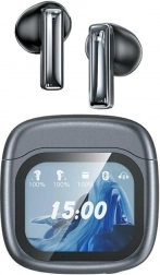 Bezdrátová sluchátka AWEI TP100 Bluetooth 5.4 TWS s ENC a LCD displejem – černá