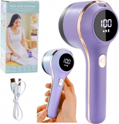 Elektrický odžmolkovač na tkaniny s LED displejem, 3 rychlosti – fialový