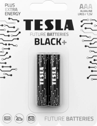 Alkalické baterie TESLA BLACK+ AAA LR03 1.5 V, 2 ks
