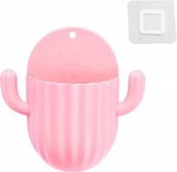 Samolepicí nástěnný organizér na kartáčky a štětce růžový