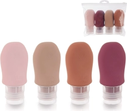 Cestovní silikonové lahvičky s přísavkami v pouzdře, 5dílná sada