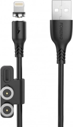 Magnetický nabíjecí kabel 3v1 FONENG X62, USB na USB‑C / Lightning / Micro USB, 2,4 A, 1 m, černý