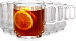 Sklenice s uchem 350 ml, sada 6 ks, žebrované sklo Vilde