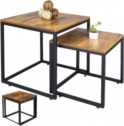 Sada čtvercových konferenčních stolků 2v1 rustikální