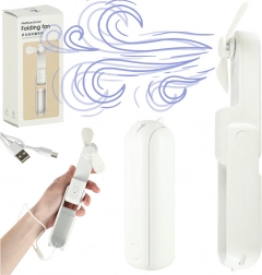 Přenosný skládací mini ventilátor USB 2v1 bílý