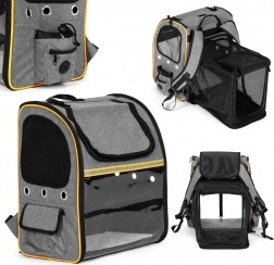 Skládací přepravní batoh pro kočky a psy s průhlednou čelní stěnou