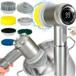 Elektrický čisticí kartáč 5v1 s LED displejem do koupelny, spár a podlah