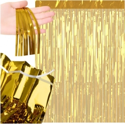 Dekorační samolepicí zlatá třásňová závěsová opona 100 × 200 cm RUHHY