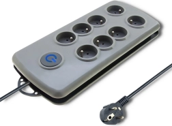Přepěťová ochranná prodlužka Quick Switch, 8 zásuvek, 2,5 m, šedá