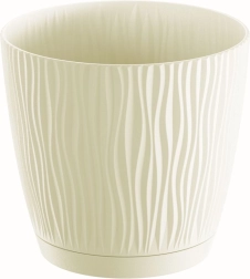 Květináč Sandy s miskou 12,9 cm krémový