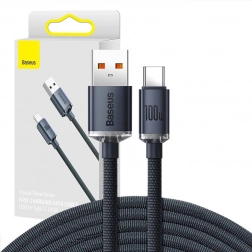 Baseus Crystal Shine kabel USB–USB‑C 100 W 2 m – Černá
