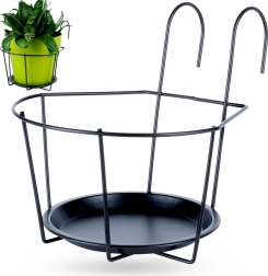 Kovový balkonový držák na květináč, černý