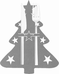 Filcové kapsy na příbory ve tvaru stromečku, sada 6 ks, šedé