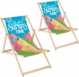 Sada 2 ks skládací dřevěné plážové a zahradní lehátko s nastavitelným sklonem
