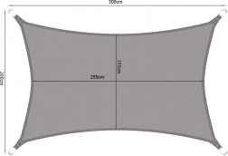 Voděodolná zahradní stínící plachta 3 × 2 m obdélník šedá