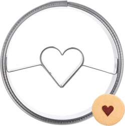 Nerezové vykrajovátko na sušenky kruh se srdcem 4,5 cm