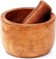 Dřevěný hmoždíř z mangového dřeva s tloučkem