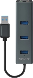 Savio hub USB-A 3.1 Gen 1 se 3 porty a adaptérem RJ‑45 gigabit ethernet