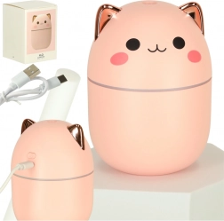 zvlhčovač vzduchu a aroma difuzér kočička růžový s rgb podsvícením
