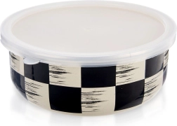 Smaltovaná miska s víčkem Šachovnice 17 cm, 1 l