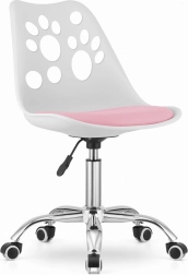 Kancelářská Židle Bílá a Růžová s Otočnou Chromovou Základnou