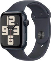 Apple Watch SE GPS s hliníkovým pouzdrem 44 mm v půlnoční barvě a sportovním páskem velikosti M/L
