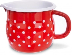 Smaltovaný hrnek s výlevkou červený s puntíky 800 ml