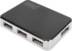 aktivní USB 2.0 hub 4portový černo‑stříbrný DIGITUS