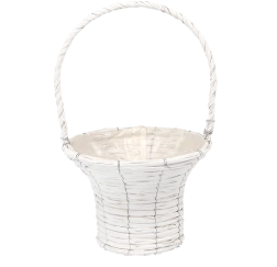 Bílý proutěný košík na květináč 32 × 52 cm