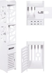 Úzká koupelnová skříňka s policemi 120 cm – bílá