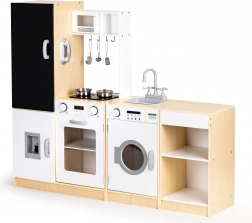 dřevěná dětská kuchyňka XXL s tabulí a LED ECOTOYS