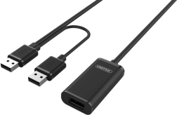 Aktivní USB 2.0 prodlužovací kabel 20 m UNITEK Y-279 černý