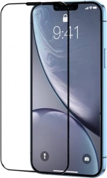 Tvrzené sklo s černým rámečkem a prachovým filtrem pro iPhone 15 Pro Max