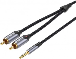 Audio kabel 2x RCA na 3,5 mm VENTION 1,5 m šedý