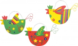 Dřevěné slepičky barevné – sada 3 ks