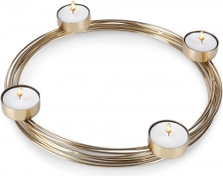 Kovový zlatý svícen na 4 čajové svíčky 28×3,5 cm