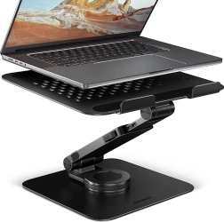 Hliníkový stojan na notebook 10–17,3" s výškovým nastavením a 360° otočí AXAGON