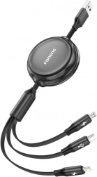 Foneng X113 3v1 zatahovací nabíjecí kabel 1,1 m černý